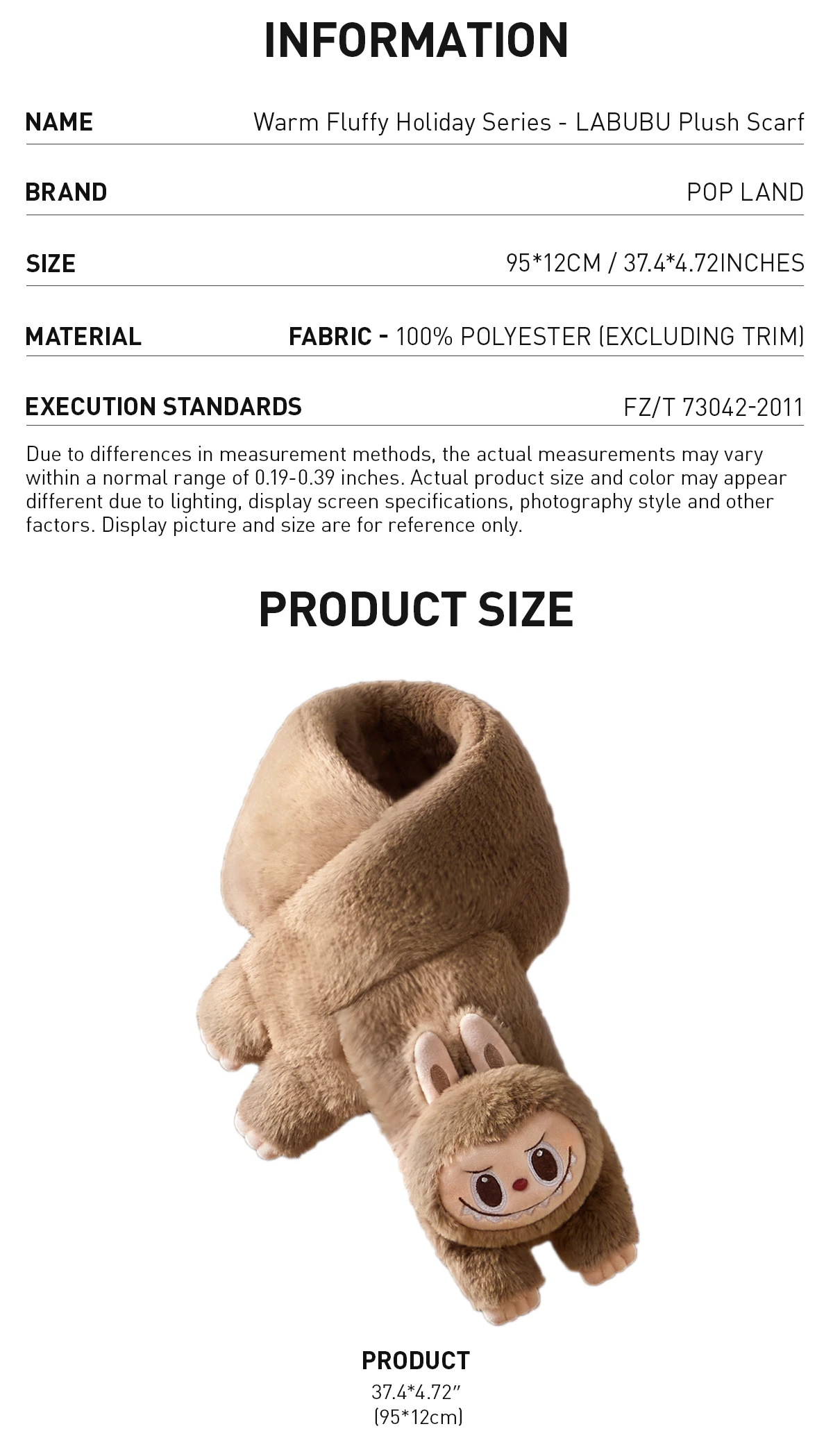 Warm Fluffy Holiday Series- LABUBU Plush Scarf - Image 5