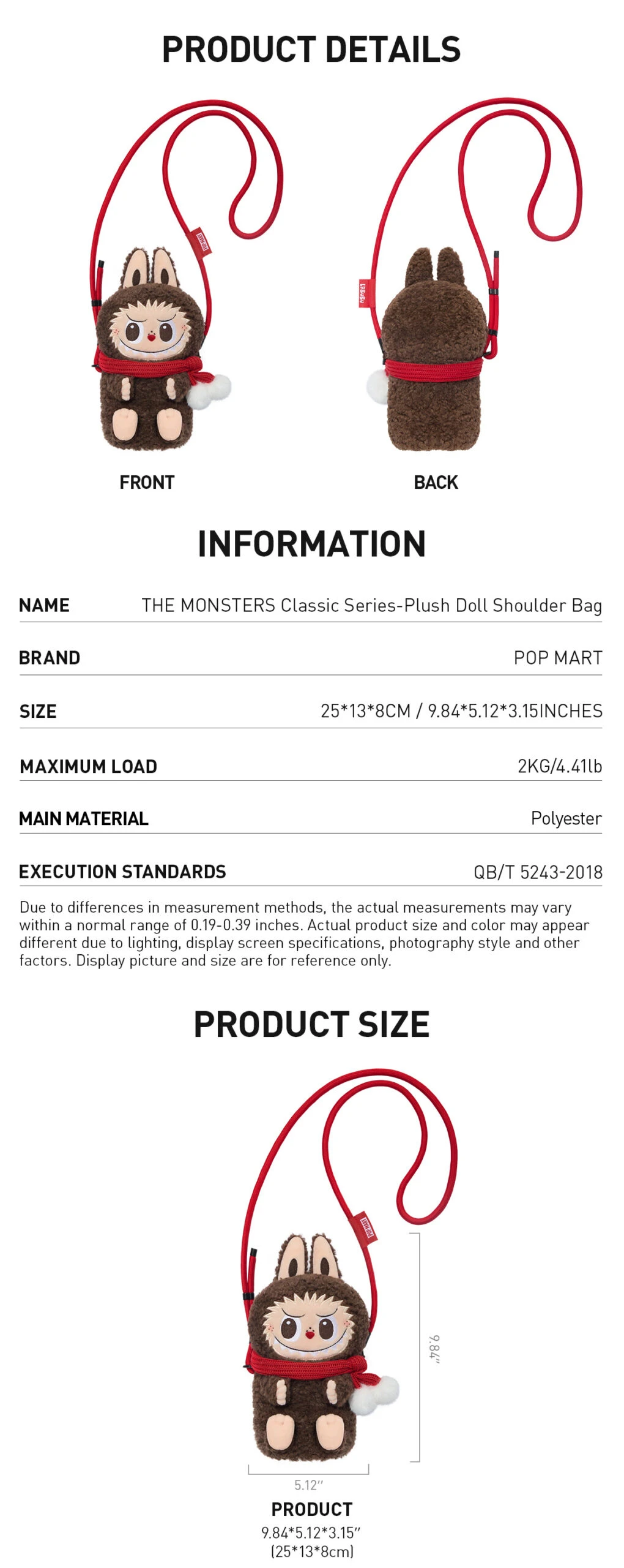 THE MONSTERS Classic Series-Plush Doll Shoulder Bag - Image 6